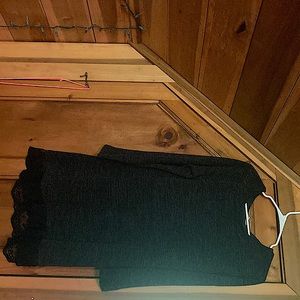 Knee length Dark gray dress size large black lace around the bottom of dress